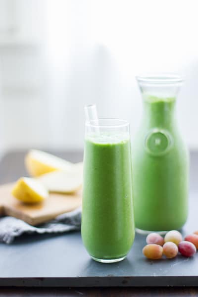 side shot of fall green smoothie