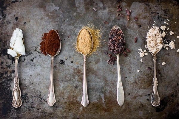 spoonfuls of dry ingredients for almond pulp recipe