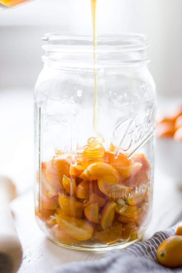 honey poured into jar