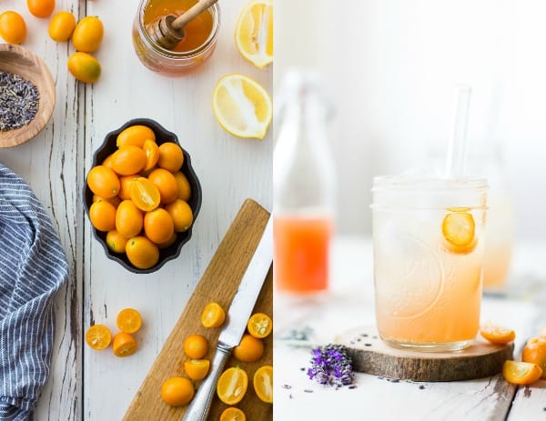 Lavender Kumquat Shrub in a glass