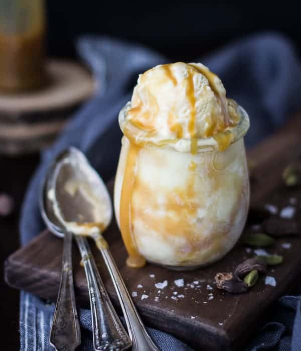 delicious Smoked Cardamom Ice Cream with Salty Honey Caramel Swirl