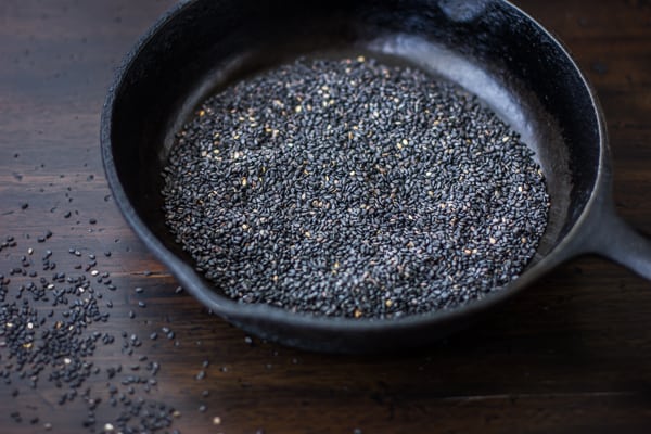 black sesame in a pan 