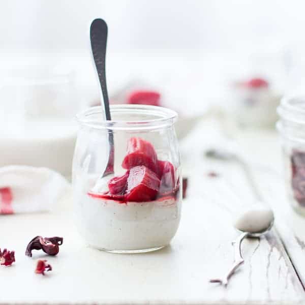 Hibiscus Rhubarb + Haupia {Coconut Milk Pudding} in a jar