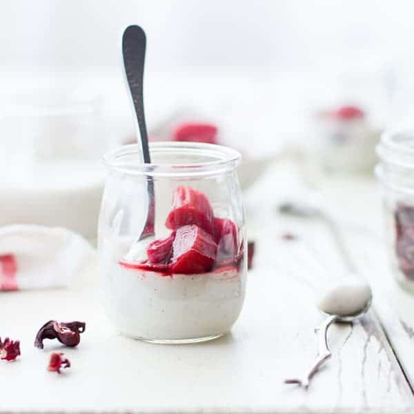 delicious Hibiscus Rhubarb + Haupia {Coconut Milk Pudding}