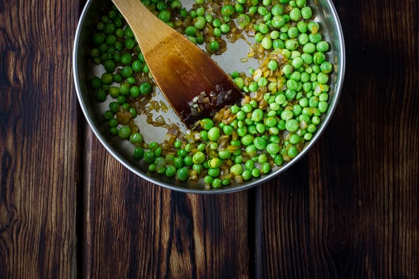 peas being stirred