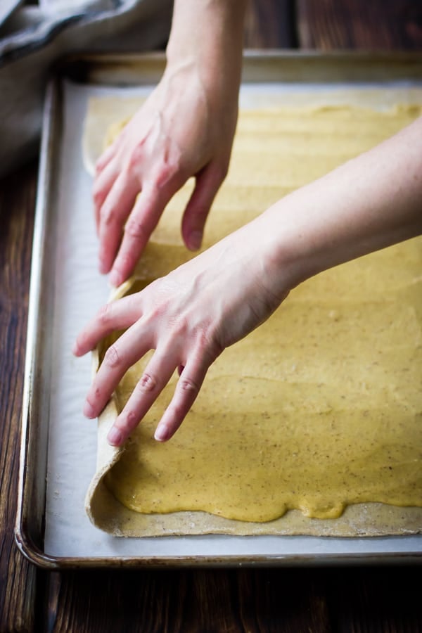 pastry being rolled 