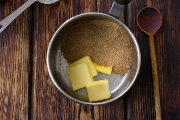butter and sugar in pot 