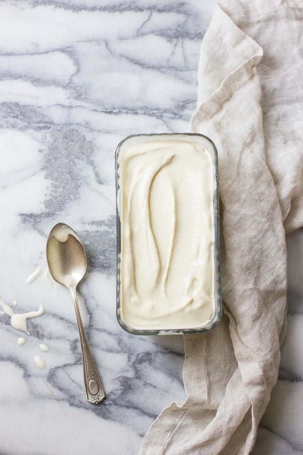 tub of Goat Cheese Honey Ice Cream 