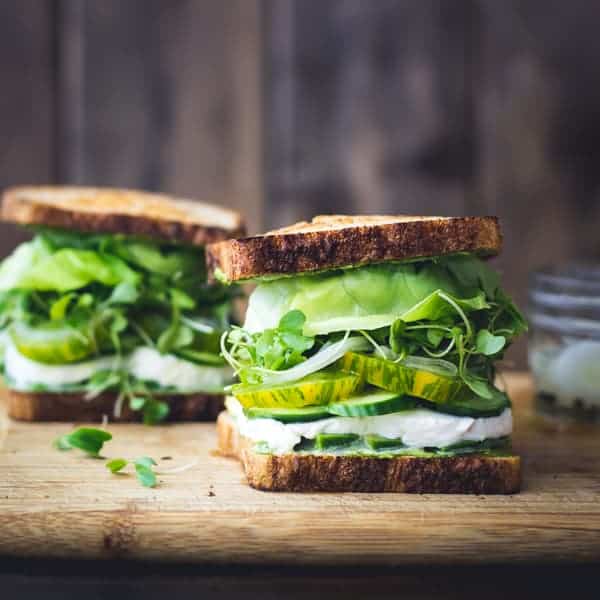 two delicious Green Goddess Sandwiches 