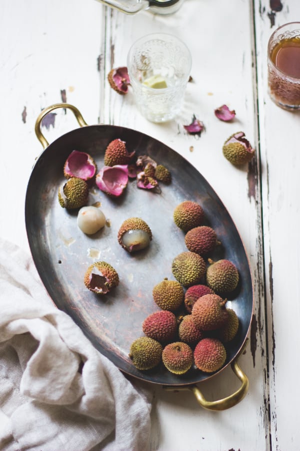 top down shot of lychees 