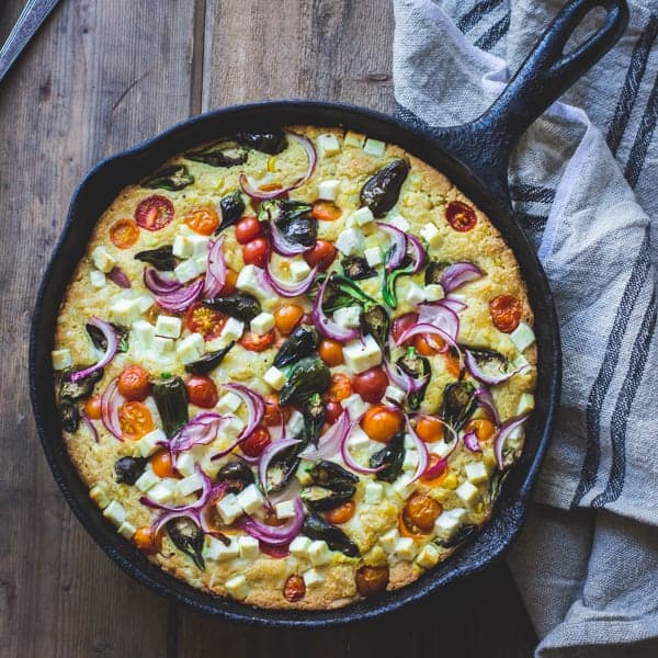 delicious A Farmer's Market Cornbread with Sweet Corn, Cherry Tomatoes and Sheep's Cheese {Gluten-Free}