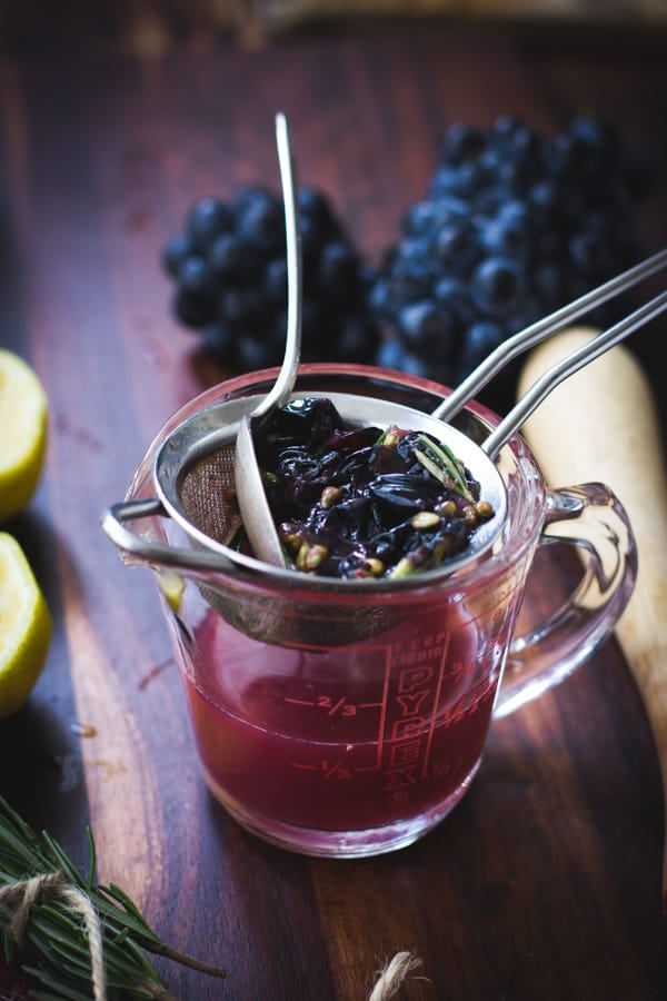 grapes in sieve