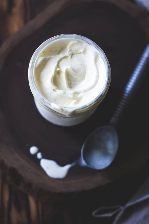 melty buttermilk ice cream in a jar
