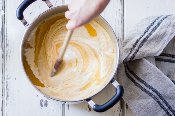 cream being stirred 