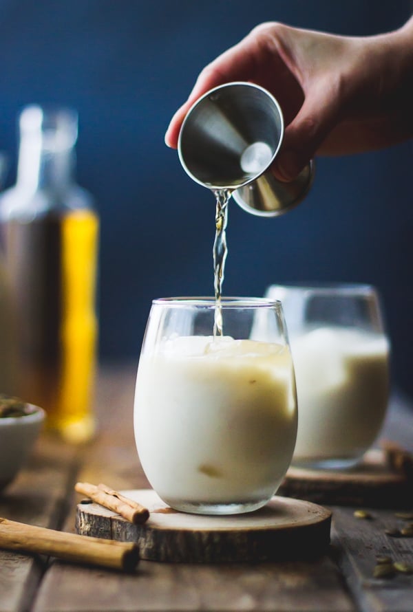 liquor poured into drink 