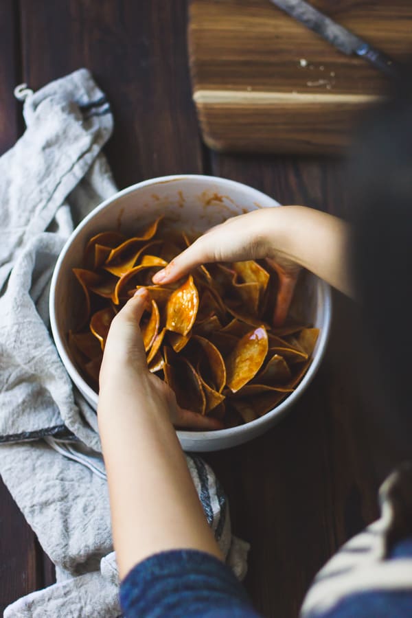 mixing chips and cheese 