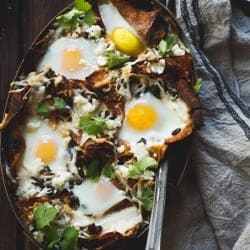 Baked Chilaquiles with Black Beans and Kale