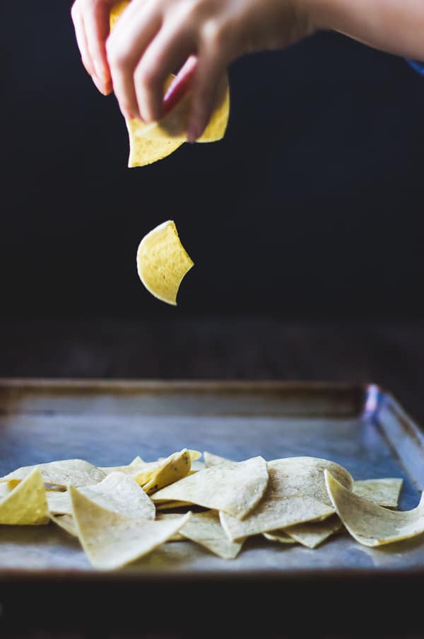 chips dropping onto tray 