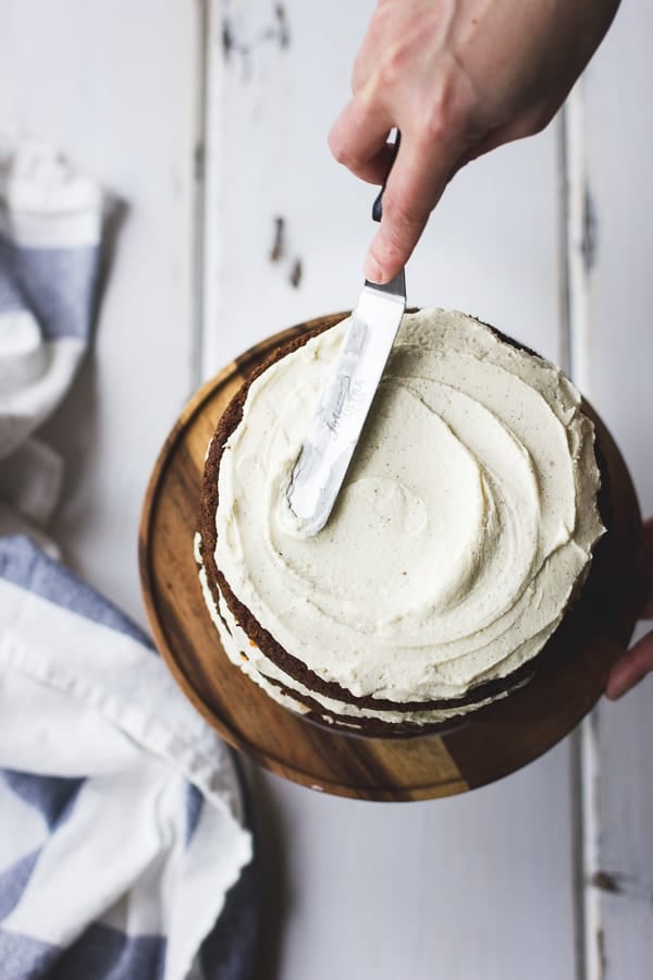 frosting placed onto cake 