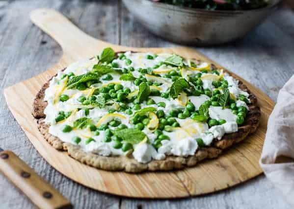 delicious Grilled Gluten-Free Pizza with Peas, Lemon + Mint 