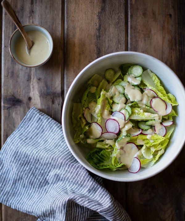 Wasabi Caesar Salad with dressing 