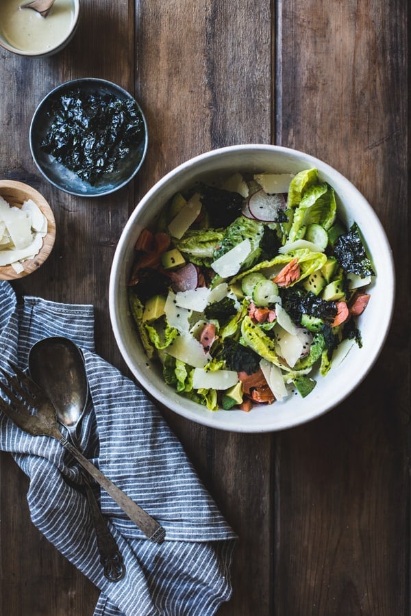 overhead shot of Wasabi Caesar Salad