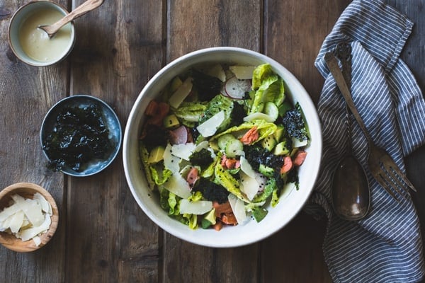 Wasabi Caesar Salad on a table