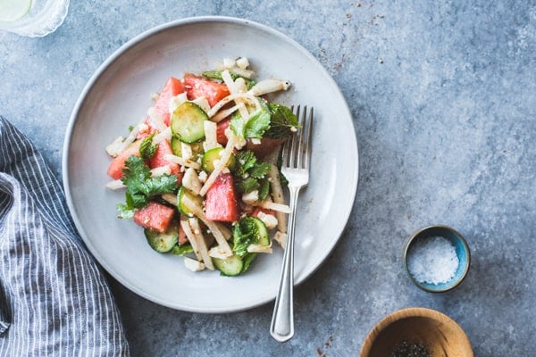 refreshing Watermelon Jicama Salad with Cotija, Cumin and Lime