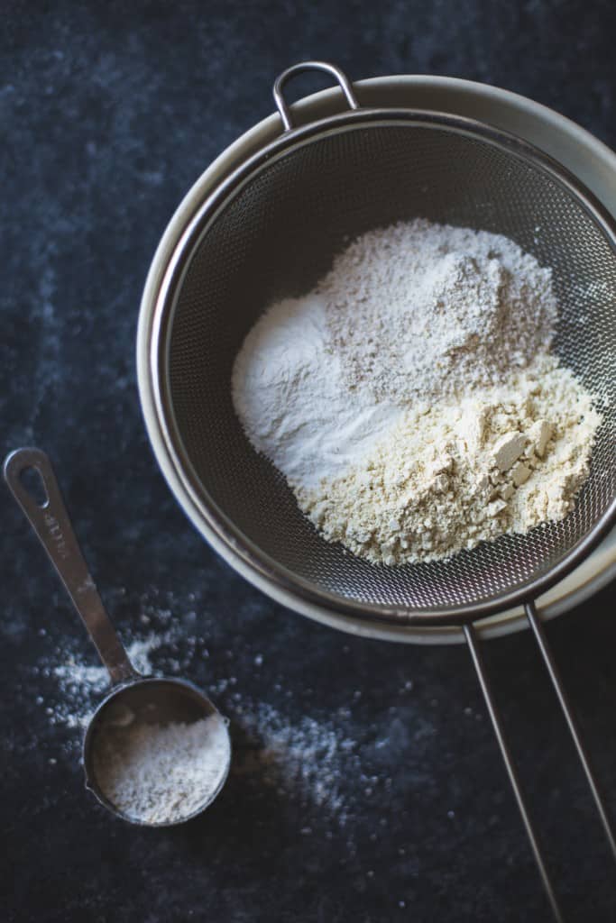 dry ingredients in sieve 