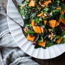 Herbed Kale Salad with Persimmon, Pomegranate and Maple-Cumin Dressing