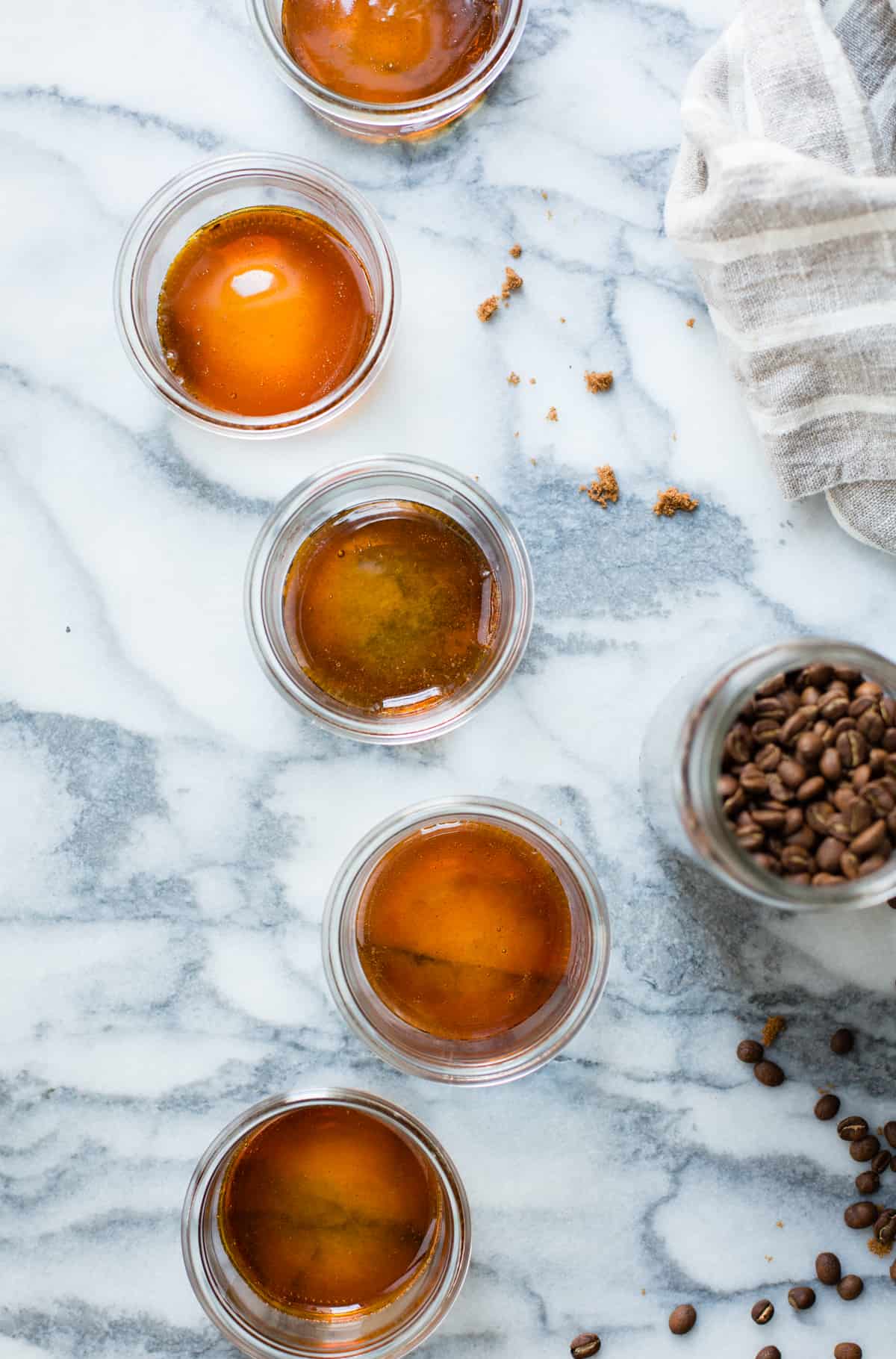 coffee in glass containers 