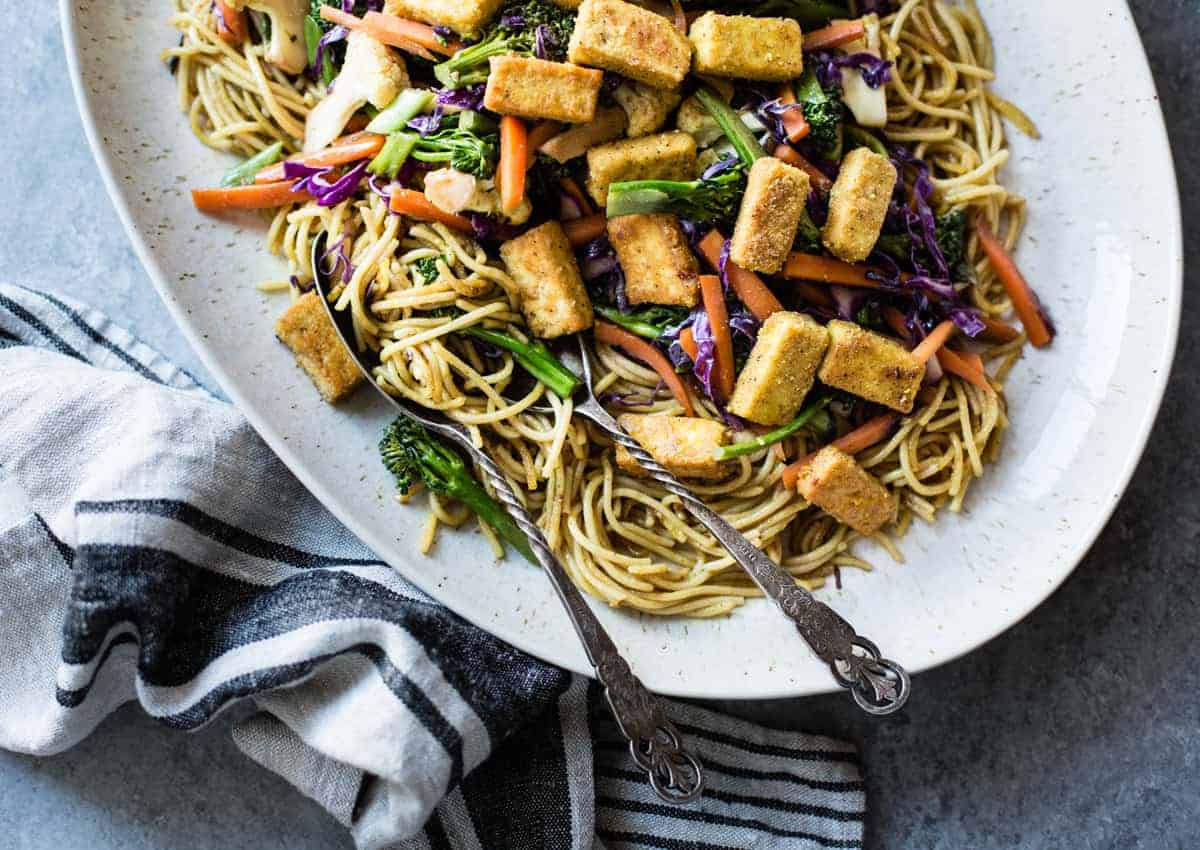 delicious Curried Noodles with Crispy Tofu & Winter Vegetables {gluten-free & vegan}