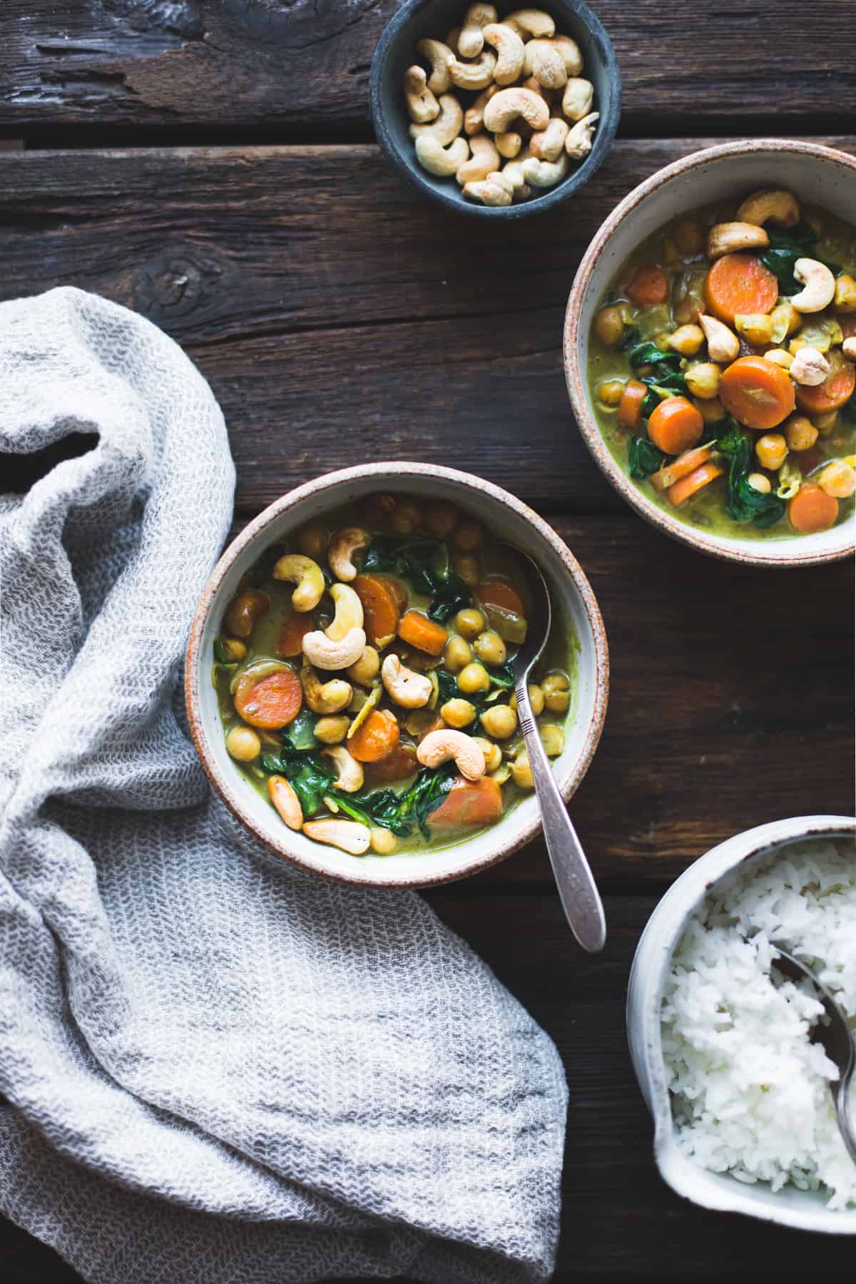 2 bowls of Coconut Curried Chickpeas with Carrots & Cashews {gluten-free, vegan}