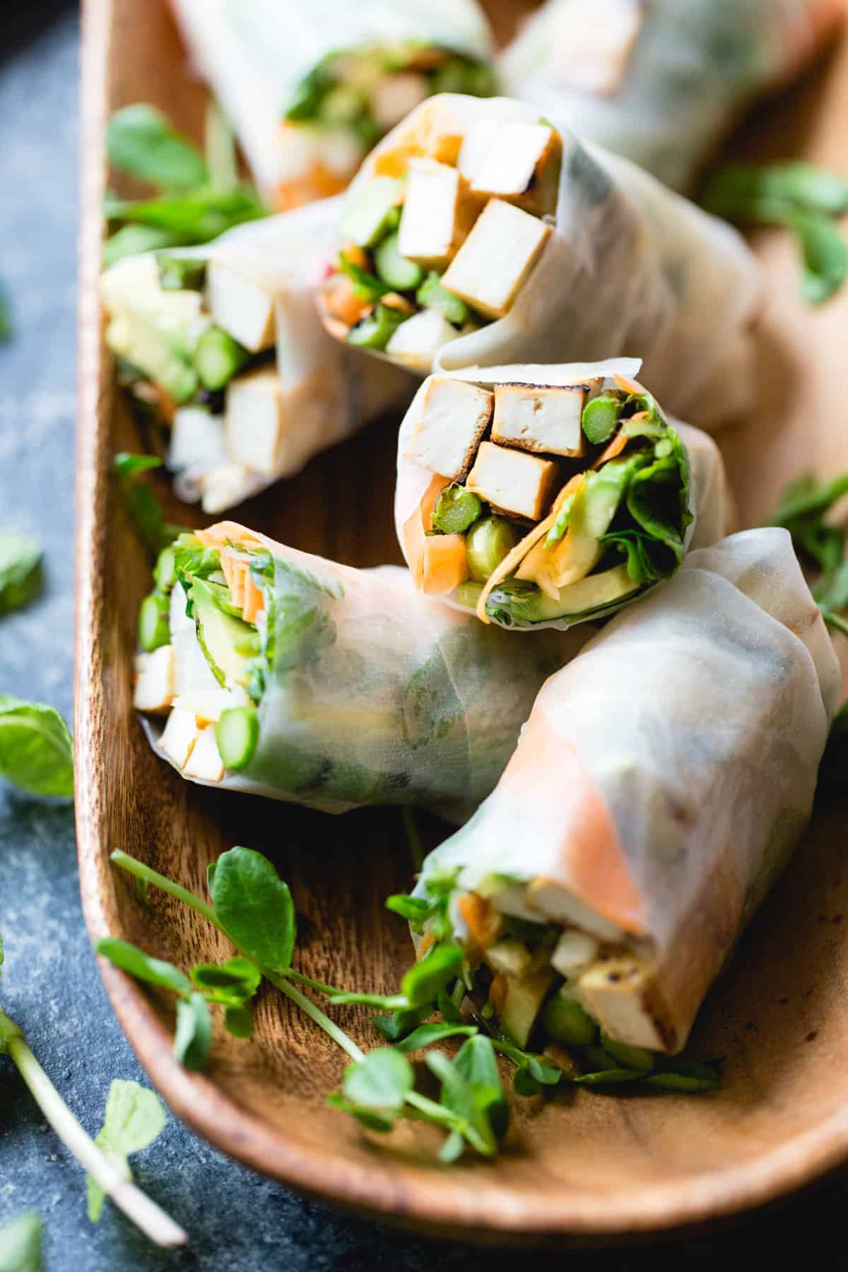 Grilled Asparagus Tofu Spring Rolls with Ginger Lime Dipping Sauce ...