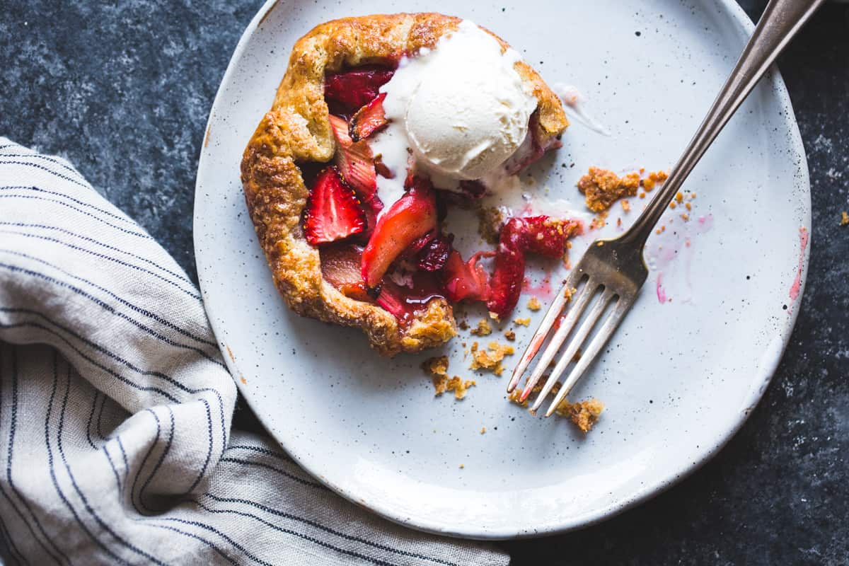 fork and Strawberry Rhubarb Rose Galettes {gluten-free}