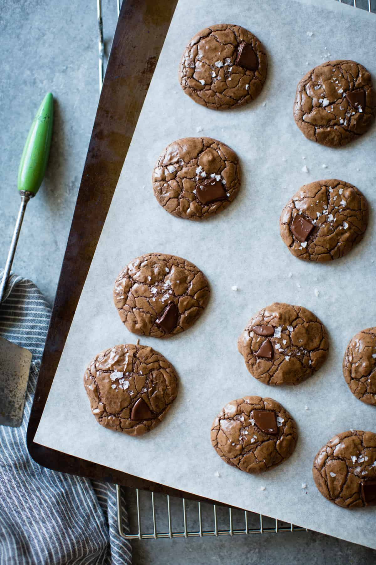  Salted Double Chocolate Buckwheat Cookies {gluten-free} on tray 