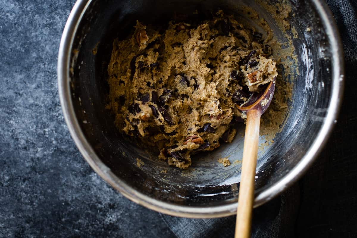 mixing cookie dough 