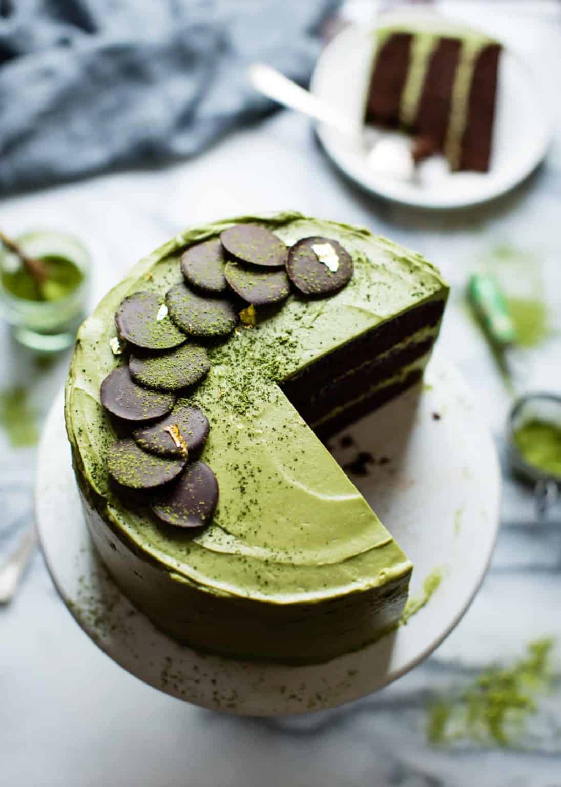 Gluten Free Chocolate Zucchini Cake + Matcha Frosting • The Bojon Gourmet