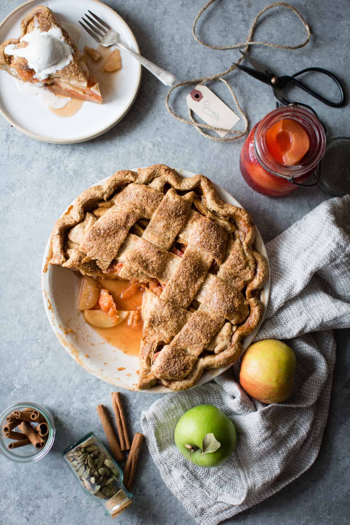delicious Gluten Free Apple Pie with Spiced Poached Quince