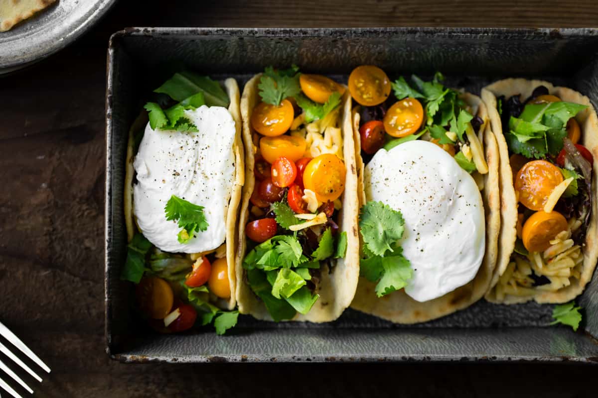 Gluten-Free Amaranth Tortillas + Vegetarian Breakfast Tacos in dish 