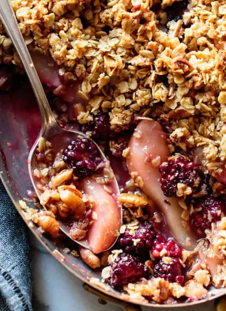 Gluten Free Pear Crisp with Ginger and Blackberries