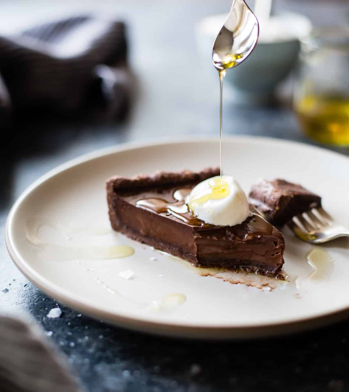 Gluten-Free Chocolate Bergamot Truffle Tart with Olive Oil and Flaky Salt from Alternative Baker cookbook