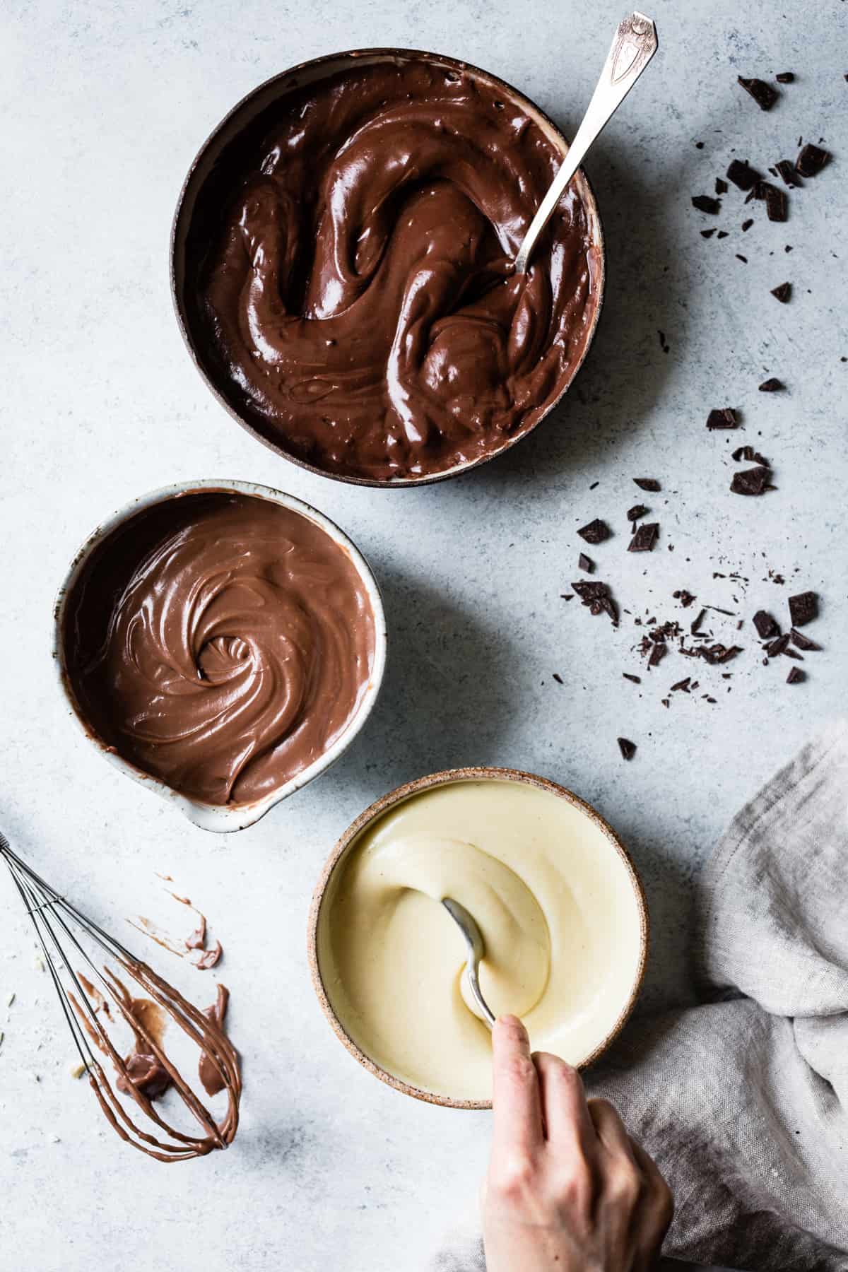 Gluten-Free Triple Chocolate Layer Pie in a Cocoa-Hazelnut Crust