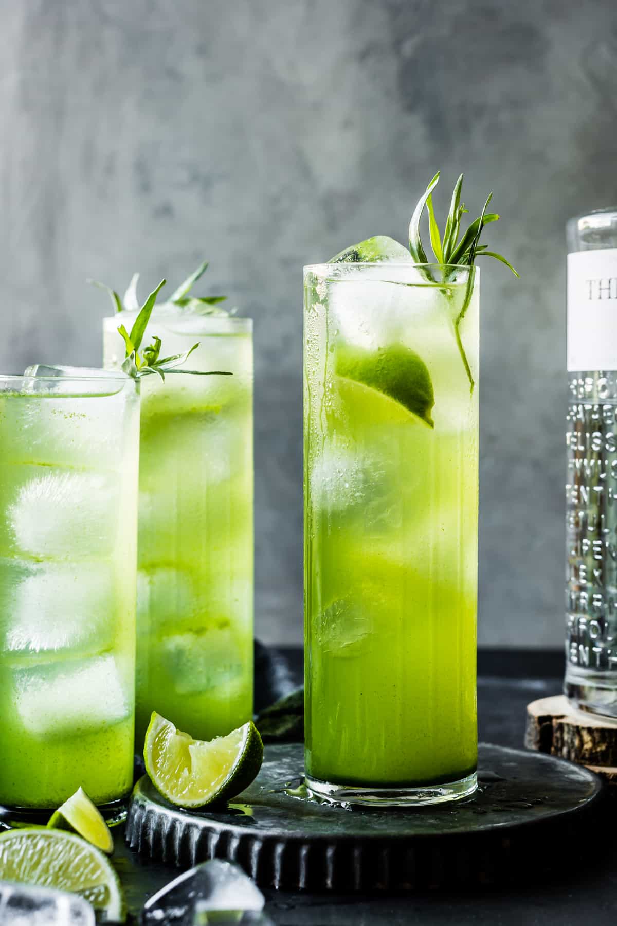 tall glasses of Tarragon Gin and Tonics