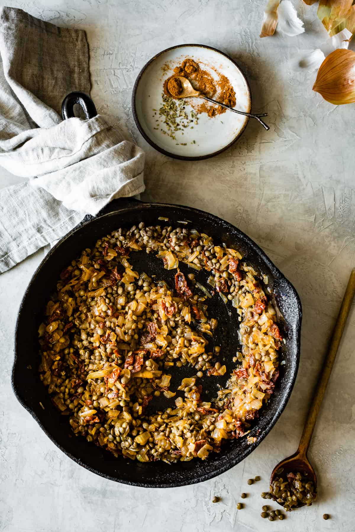 lentils in pan 