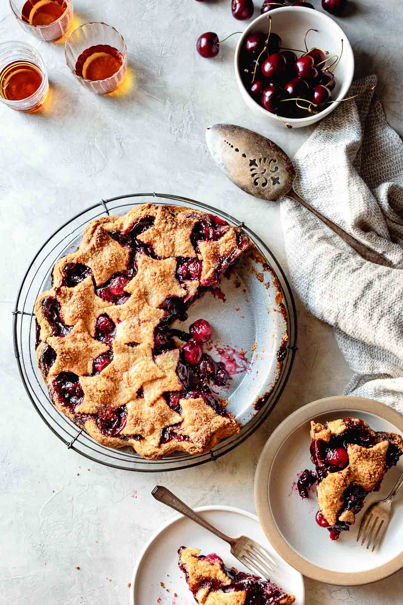 the pie has two wedges cut out