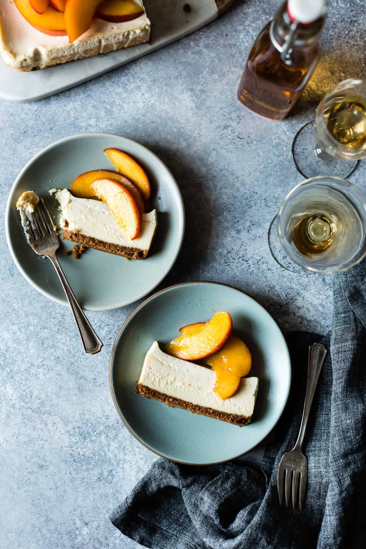 delicious Small Batch Cheesecake with Elderflower Peaches