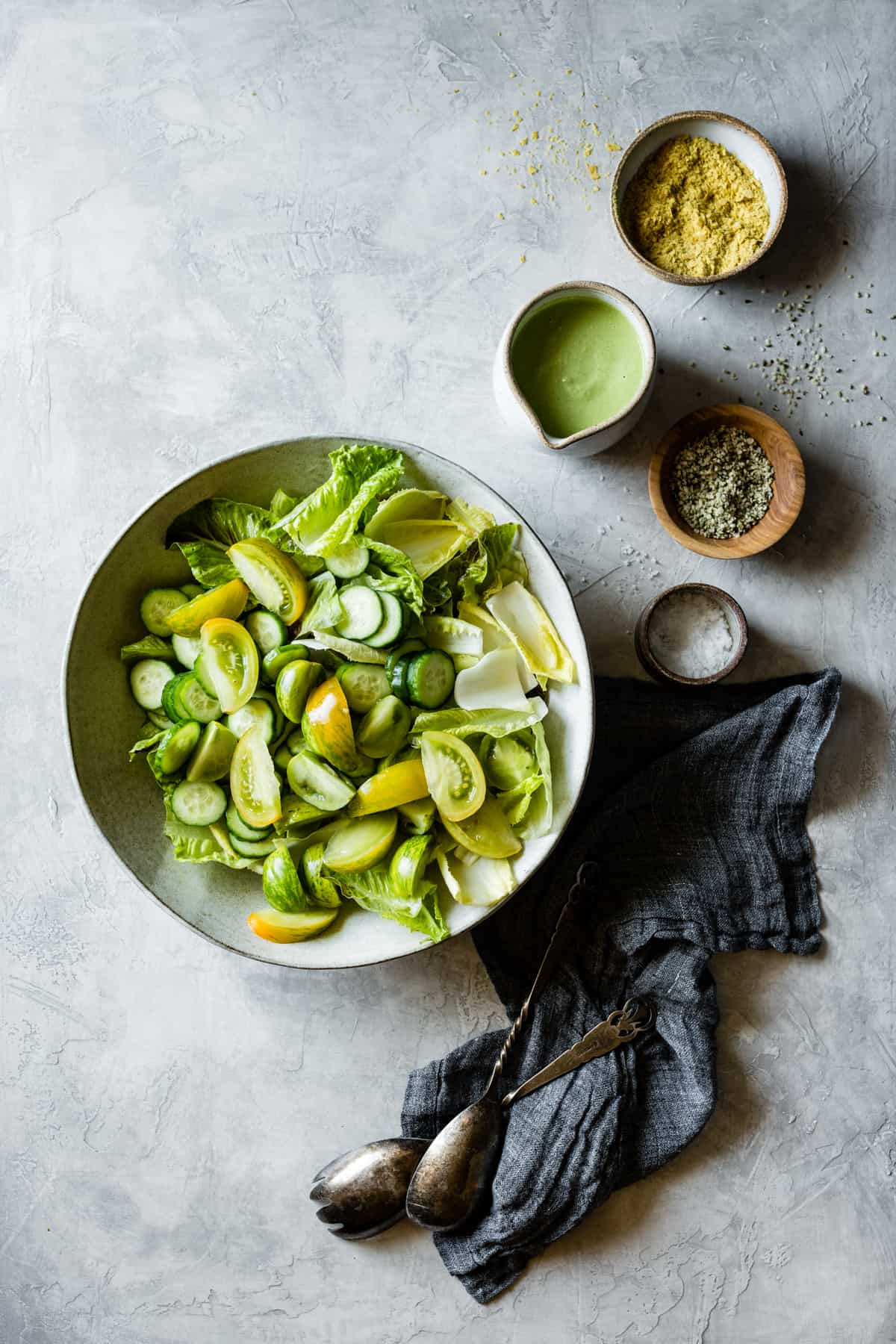 Summer Vegan Green Goddess Salad on table 