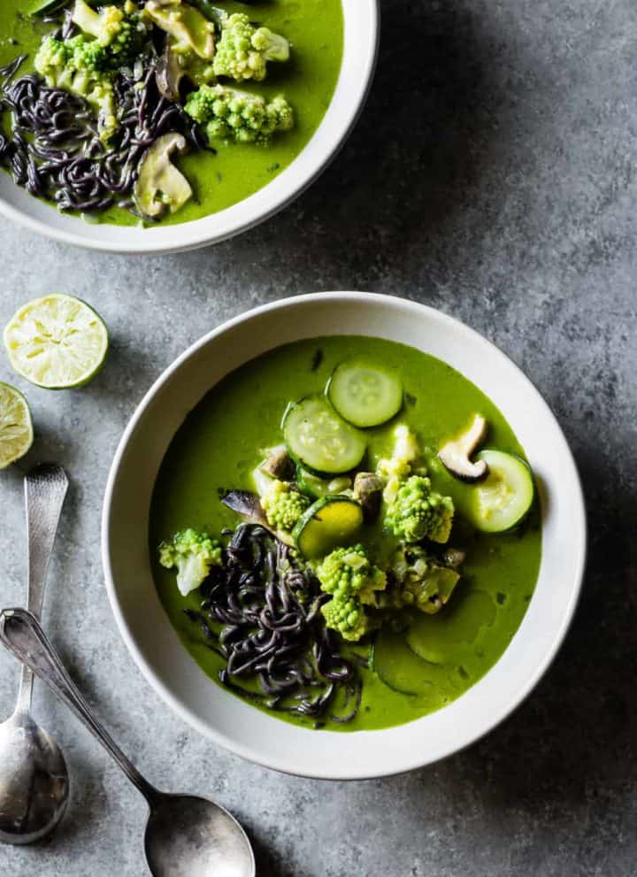 Green Noodle Soup with Coconut Lemongrass Broth