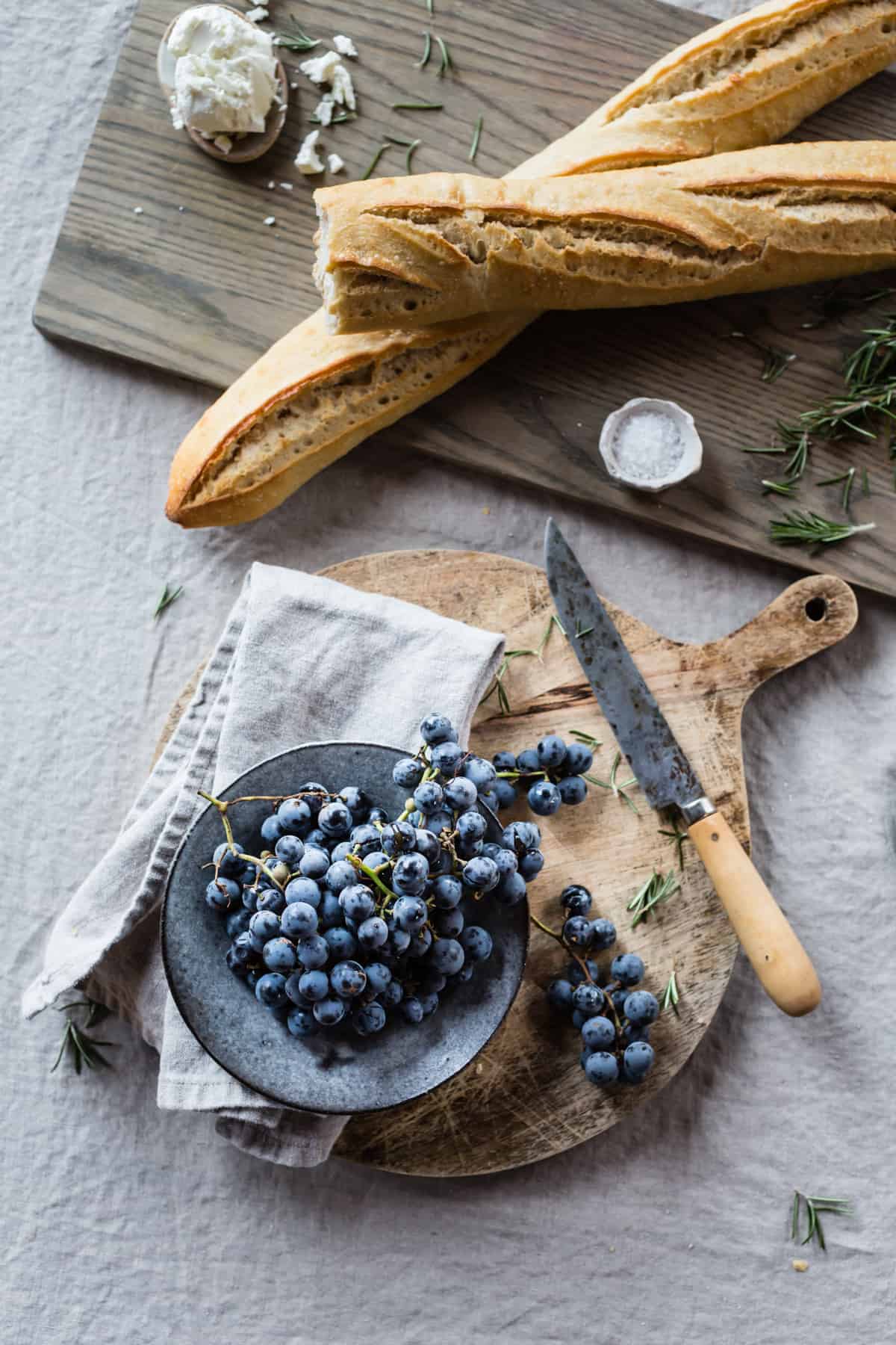grapes and bread